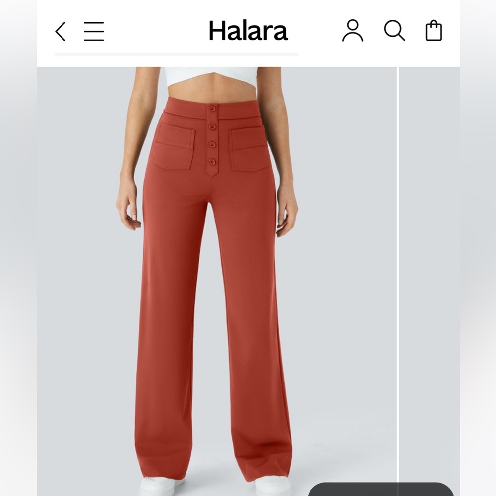 HALARA Wide Leg Pants in dark cherry color Size XS